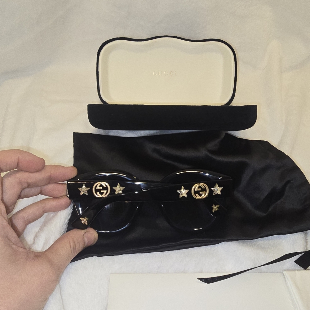 Gucci Black Sunglasses with Gold Accents